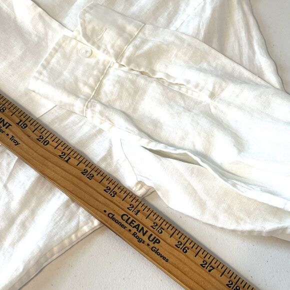 Vince Womens L White Classic Fit Long Sleeve Popover Shirt 100% Linen Blouse - Picture 9 of 9